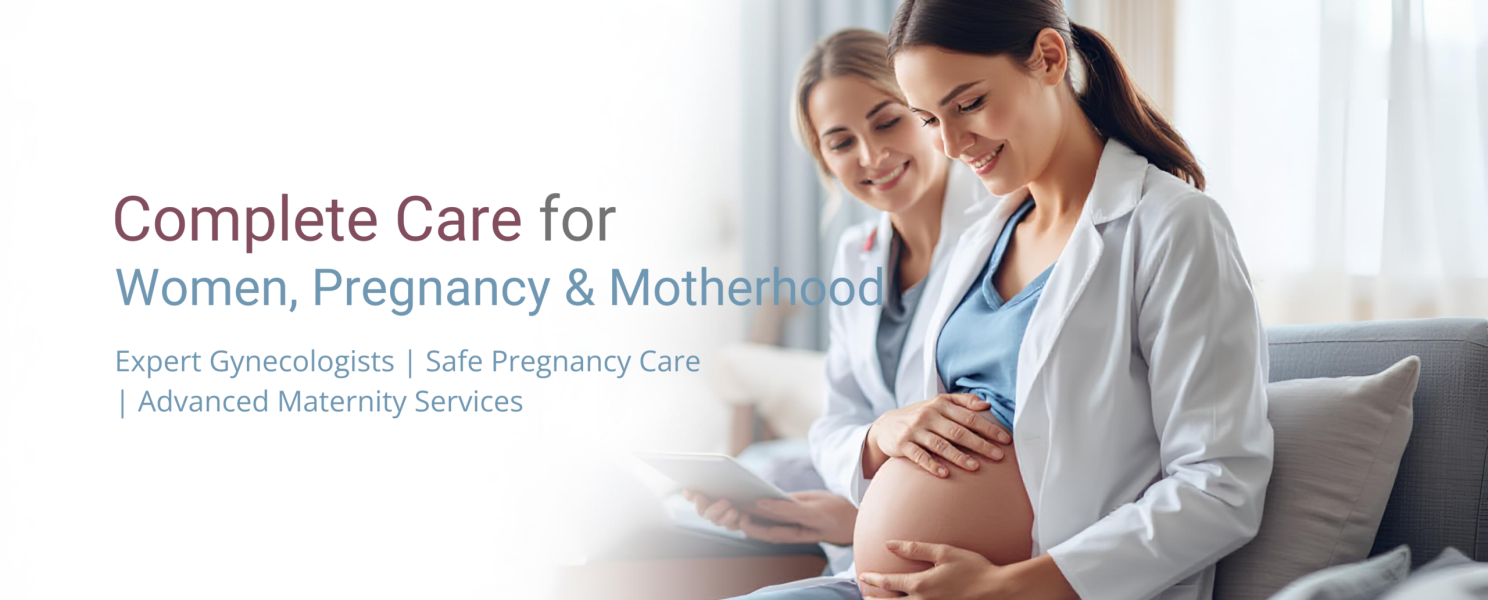 Pregnant Woman Resting Hands on Belly with Doctor